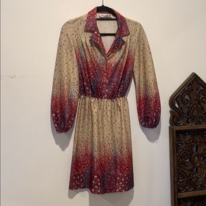 1970s Vintage Boho Floral print dress